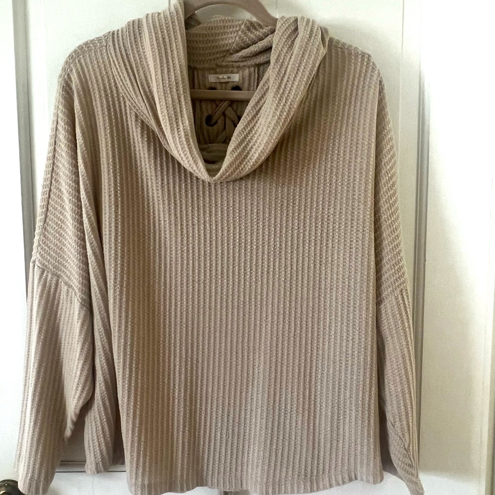 Maurices Tan Cowlneck with Tie-up back Sweater, Size 1